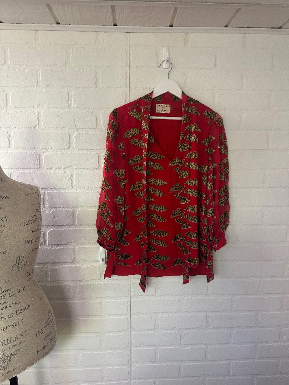Alice + Olivia leopard lips blouse